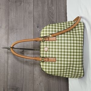 Tory Burch Plaid Leather Dome Satchel Shoulder Bag